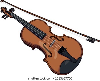 Vector illustration of a typical classic musical instrument. A brown violin