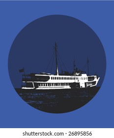 Vector illustration of a typical ferry boat in Istanbul - Bosphorus, Istanbul