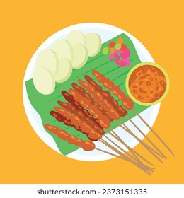 
vector illustration of typical food from Madura Indonesia. This food is called sate ayam Madura.