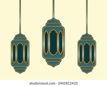 Vector illustration of typical green lanterns in the month of Ramadan