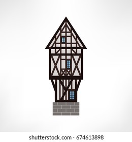 Vector illustration of typical half-timbered house, Rouen, France.