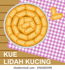 Vector illustration of a typical Indonesian Cat Tongue cake, usually served for Eid Kudpan along with other pastries.