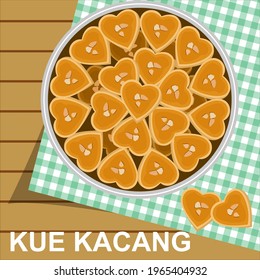 Vector illustration of typical Indonesian Peanut cake, usually served for Eid snacks along with other pastries.