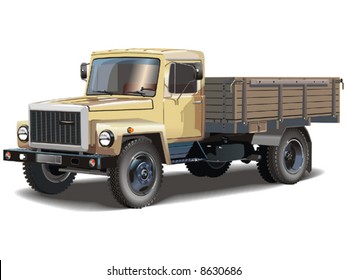 Vector illustration a typical russian lorry isolated on white background.