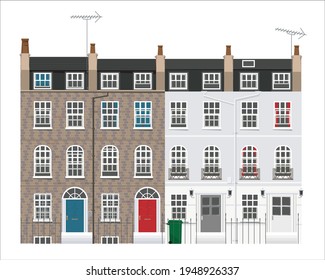 Vector illustration of the typical terraced houses in United Kingdom