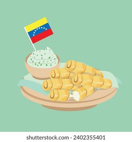 vector illustration of typical traditional Venezuelan food cheese tequeños