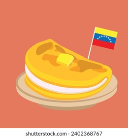 vector illustration of typical Venezuelan food, cachapa with hand cheese