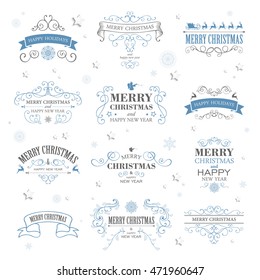 Vector Illustration of Typographic Christmas Design Elements