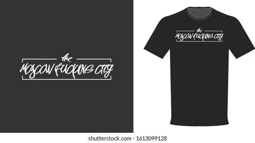 Vector illustration of a typographic print for printing on t-shirts with the inscription MOSCOW CITY, template, design