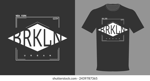 Vector illustration of a typographic print of a trendy t-shirt Brooklyn New York in a minimalist style