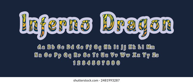Vector illustration typography. Alphabet design with letters and numbers. Fire font set.