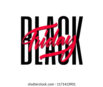 Vector illustration:  Typography composition with lettering of Black Friday on white background