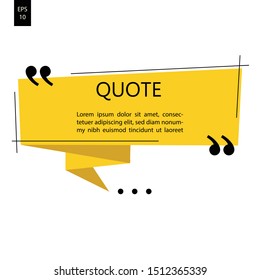 Vector illustration of typography design. Remark quote text box poster template concept. blank empty frame citation. Quotation paragraph symbol icon. double bracket comma mark. bubble dialogue banner.