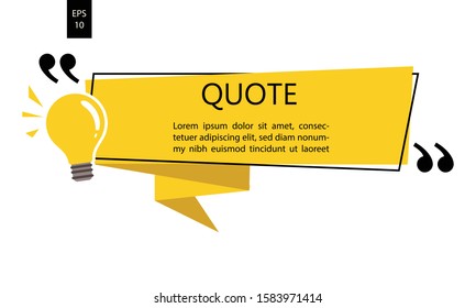Vector illustration of typography design. Remark quote text box poster template concept. blank empty frame citation. Quotation paragraph symbol icon. double bracket comma mark. bubble dialogue banner.