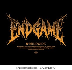 Tipografía de Ilustración vectorial de las ilustraciones del lema de END GAME para camiseta, sudadera con capucha y sudadera. Aislado sobre fondo negro