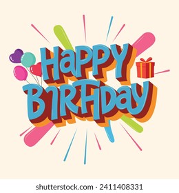 vector illustration typography happy birthday