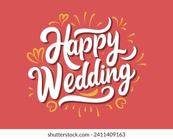 ilustración vectorial tipografía boda feliz