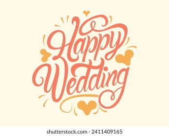 ilustración vectorial tipografía boda feliz