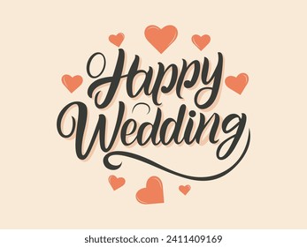 ilustración vectorial tipografía boda feliz