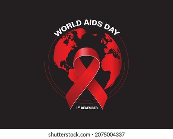 Vector illustration typography logo, banner for World AIDS Day, 1st December,  every year to raise awareness and knowledge about HIV and a call to move toward ending the HIV epidemic.