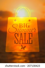 Vector illustration of typography poster on background with seaside. 