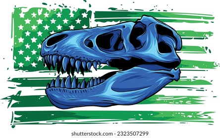 Vector illustration of Tyrannosaurus rex with american flag