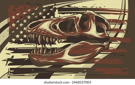 Vector illustration of Tyrannosaurus rex with american flag