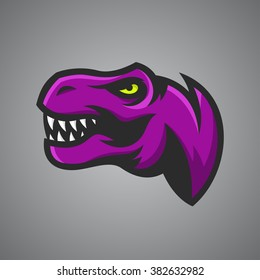 Vector illustration of Tyrannosaurus Rex head. Sport mascot.