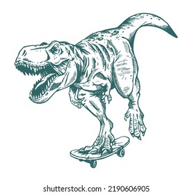 Vector illustration of Tyrannosaurus rex skateboarding.