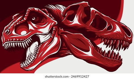 Vektorillustration von Tyrannosaurus rex mit Schädel