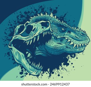 Vektorillustration von Tyrannosaurus rex mit Schädel