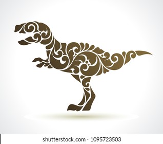 Vector illustration tyrannosaurus - symbol, icon, design element. Abstract Ornamental pattern tyrannosaurus rex isolated on white background