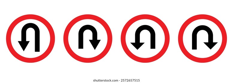 Vector illustration of U Turn Arrow symbol. U turn arrow sign on street for traffic direction indication.