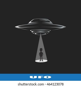  Vector illustration of UFO abduction. Spaceship abducting a man. Abducted by UFO. vector eps10. UFO. Simple flat icon