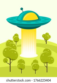 Vector illustration UFO cartoon unknow flying object