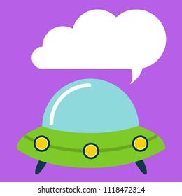 Vector illustration of UFO with empty speech bubble