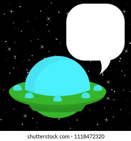 Vector illustration of UFO with empty speech bubble