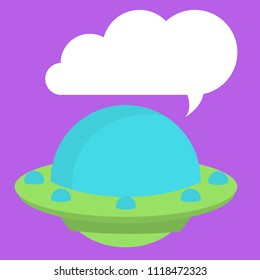 Vector illustration of UFO with empty speech bubble