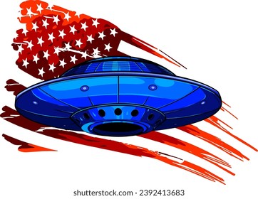 Vector illustration ufo in flat style on white background. digital hand draw