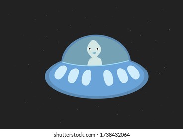 Vector illustration UFO in Space Vector illustration UFO in Space