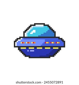 Ilustración vectorial de la nave espacial Ufo con Pixel Art Design, perfecto para los activos del juego diseños temáticos