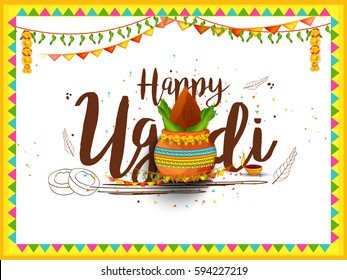 ugadi images stock photos vectors shutterstock https www shutterstock com image vector vector illustration ugadi decorated kalash on 594227219