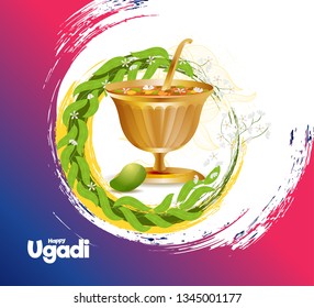 vector illustration. Ugadi New Year holiday, celebrated by the inhabitants of Karnataka and Andhra Pradesh. Festive graphics.