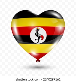 Ilustración vectorial de un globo de amor de Uganda sobre fondo transparente (PNG). Volando globos de amor para la celebración del Día de la Independencia.