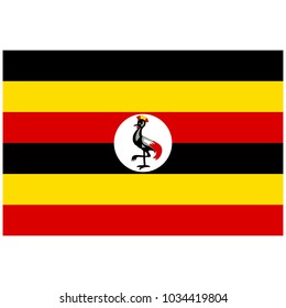 Vector illustration Uganda flag icon isolated on white background. Rectangle national flag of Uganda. Flag button