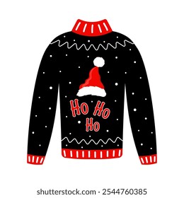 vector illustration of ugly christmas sweater in red and black colors