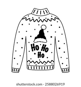 vector illustration of ugly christmas sweater in outline