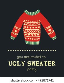 vector illustration of an ugly Christmas sweater on a dark background