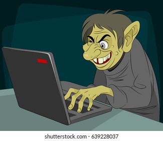 Vector Illustration Of A Ugly Internet Troll