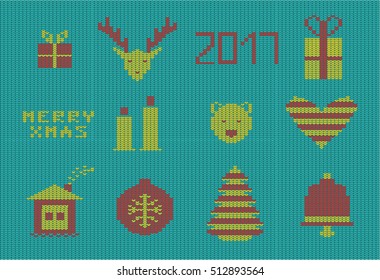 Vector Illustration of Ugly sweater background for Design, Website, Banner. Merry christmas Knitted Retro cloth.